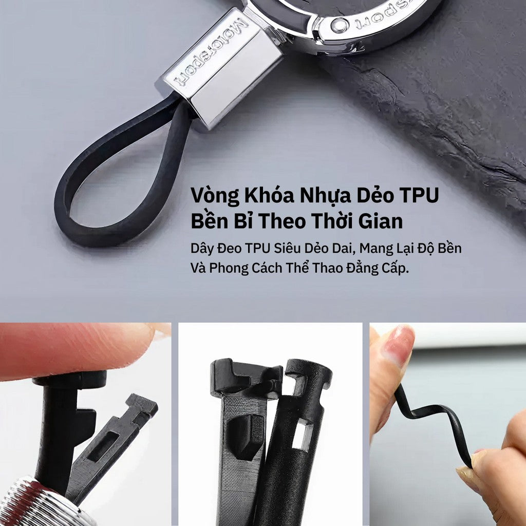 Móc Khóa Motorsport Cho Ô Tô Xe Máy Đa Năng Tháo Lắp Nhanh Chống Thất Lạc Kèm Dây TPU Dẻo