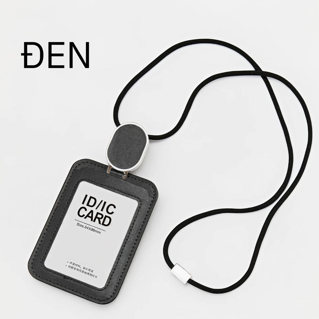 Bao Thẻ Tên Nhân Viên Da PU Cao Cấp Có Dây Rút Thông Minh - Xoay Ngang Dọc 2 Mặt Tiện Lợi