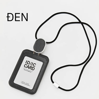 Bao Thẻ Tên Nhân Viên Da PU Cao Cấp Có Dây Rút Thông Minh - Xoay Ngang Dọc 2 Mặt Tiện Lợi