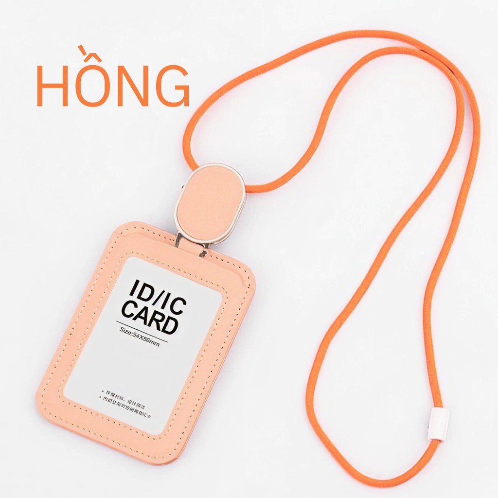 Bao Thẻ Tên Nhân Viên Da PU Cao Cấp Có Dây Rút Thông Minh - Xoay Ngang Dọc 2 Mặt Tiện Lợi