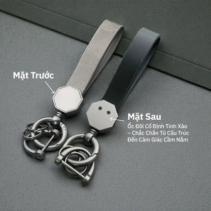 Móc Khóa Da Cao Cấp Cho Ô Tô Xe máy - Móc Khóa Kim Loại Bền Bỉ Chống Gỉ Tặng Kèm Tua Vít
