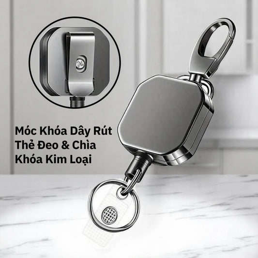 Móc Khóa Dây Rút Thẻ Đeo Kim Loại, Kích Thước 3.2cm