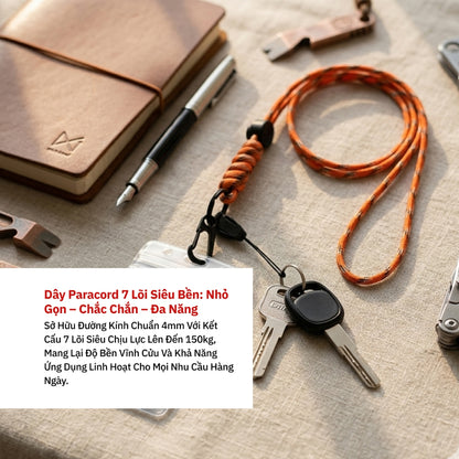 Dây Đeo Thẻ Nhân Viên, Chìa Khóa Paracord 7 Lõi Siêu Bền - Chịu Tải 150kg, Tùy Chỉnh Độ Dài