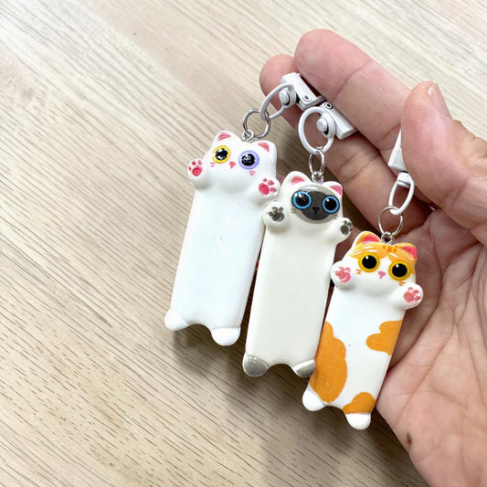 Móc Khóa Mô Hình Mèo Dáng Dài Đáng Yêu Phụ Kiện Treo Túi Xách Balo Quà Tặng Cute