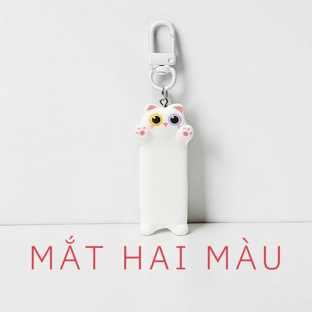 Móc Khóa Mô Hình Mèo Dáng Dài Đáng Yêu Phụ Kiện Treo Túi Xách Balo Quà Tặng Cute