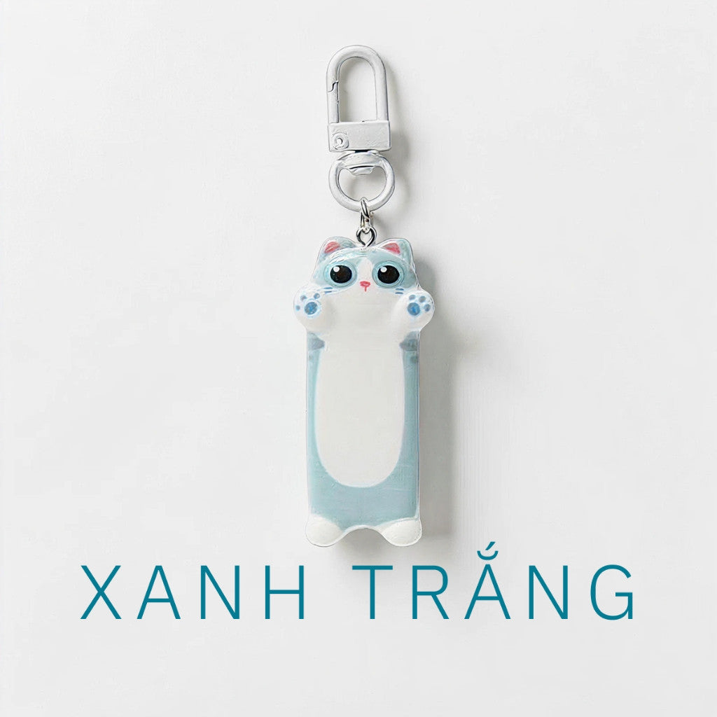 Móc Khóa Mô Hình Mèo Dáng Dài Đáng Yêu Phụ Kiện Treo Túi Xách Balo Quà Tặng Cute