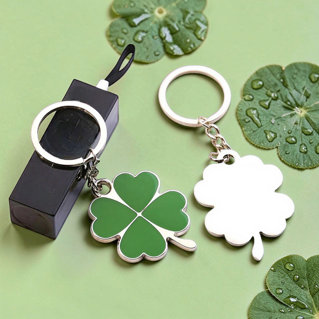 Móc Khóa Cỏ 4 Lá May Mắn, Keyring Phụ Kiện Decor Túi Xách Xe Máy Ô Tô