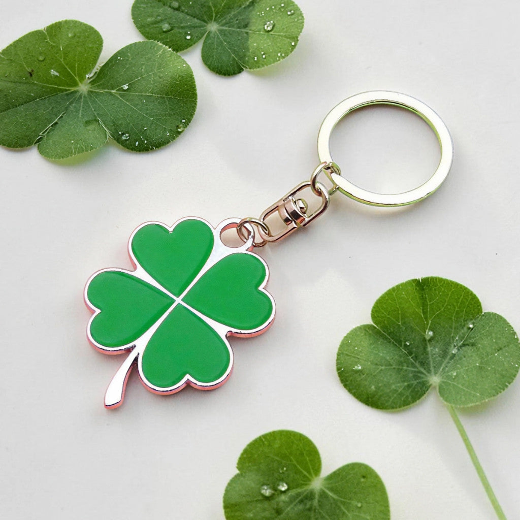 Móc Khóa Cỏ 4 Lá May Mắn, Keyring Phụ Kiện Decor Túi Xách Xe Máy Ô Tô