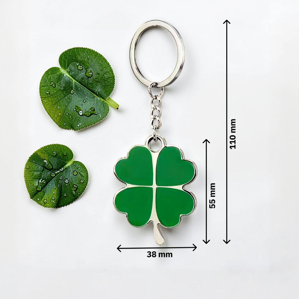 Móc Khóa Cỏ 4 Lá May Mắn, Keyring Phụ Kiện Decor Túi Xách Xe Máy Ô Tô