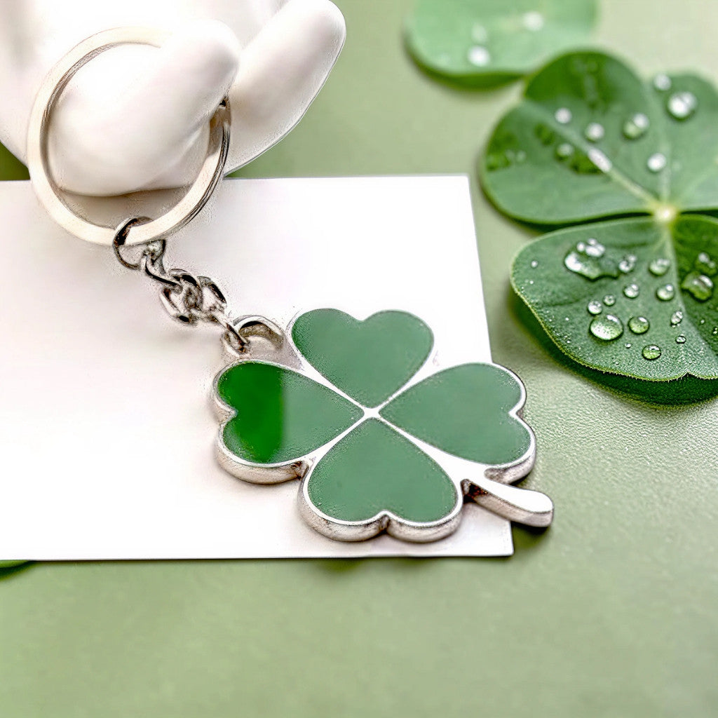 Móc Khóa Cỏ 4 Lá May Mắn, Keyring Phụ Kiện Decor Túi Xách Xe Máy Ô Tô