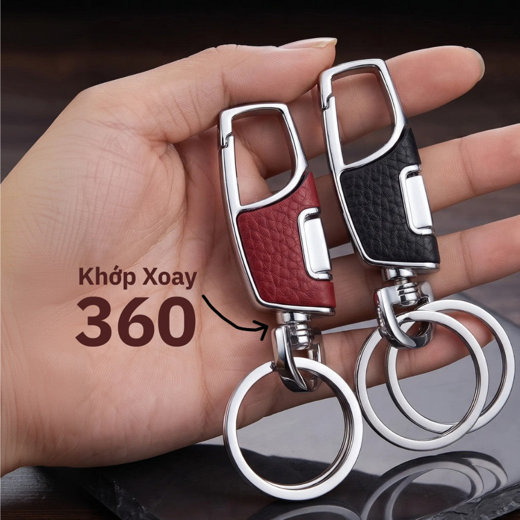 Móc Khóa Ô Tô Xe Máy Thông Minh - Móc Treo Chìa Khóa Khớp Xoay 360 Độ Thiết Kế Hai Vòng Cao Cấp