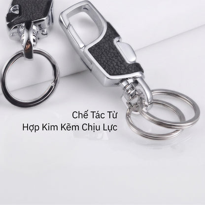 Móc Khóa Ô Tô Xe Máy Thông Minh - Móc Treo Chìa Khóa Khớp Xoay 360 Độ Thiết Kế Hai Vòng Cao Cấp