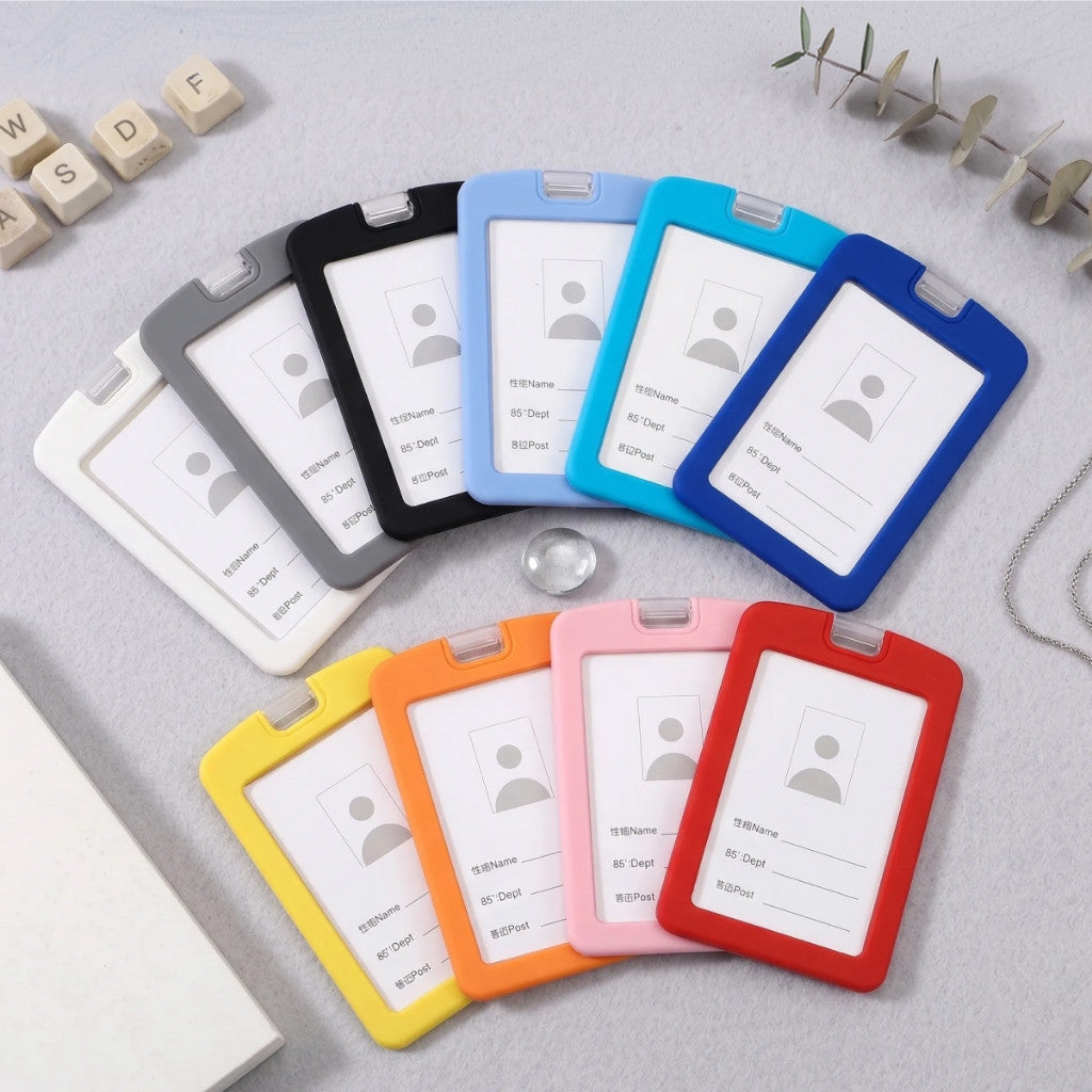Bao Đựng Thẻ Nhân Viên Silicone Cao Cấp Mặt Acrylic Trong Suốt Kèm Dây Đeo Thời Trang