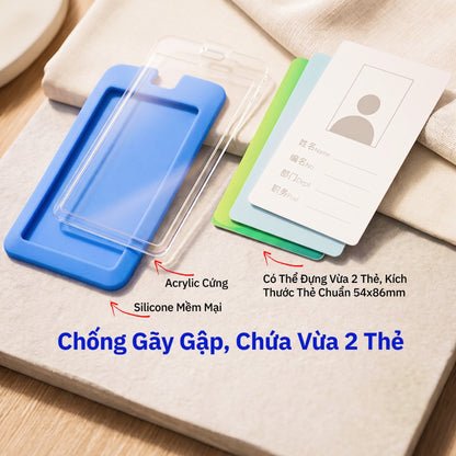 Bao Đựng Thẻ Nhân Viên Silicone Cao Cấp Mặt Acrylic Trong Suốt Kèm Dây Đeo Thời Trang