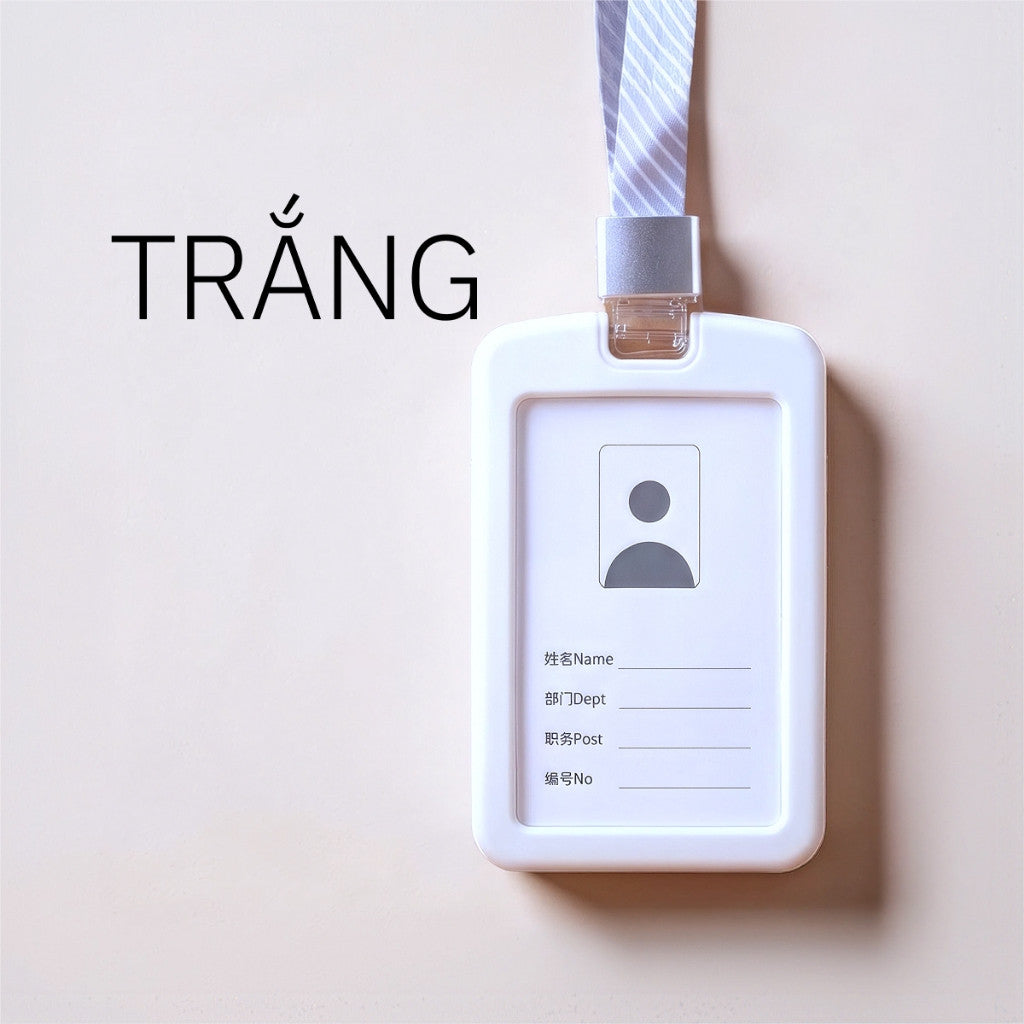 Bao Đựng Thẻ Nhân Viên Silicone Cao Cấp Mặt Acrylic Trong Suốt Kèm Dây Đeo Thời Trang