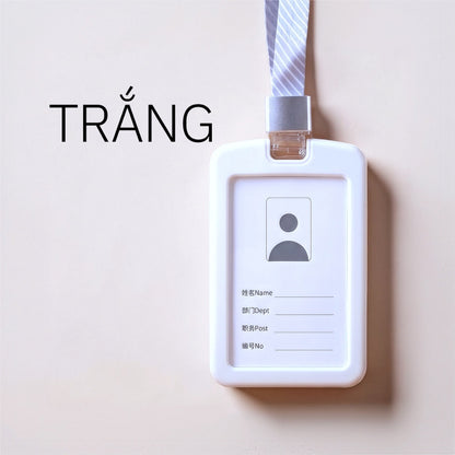 Bao Đựng Thẻ Nhân Viên Silicone Cao Cấp Mặt Acrylic Trong Suốt Kèm Dây Đeo Thời Trang