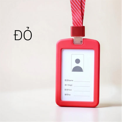 Bao Đựng Thẻ Nhân Viên Silicone Cao Cấp Mặt Acrylic Trong Suốt Kèm Dây Đeo Thời Trang