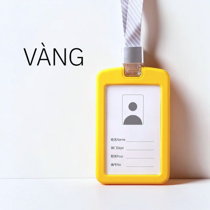 Bao Đựng Thẻ Nhân Viên Silicone Cao Cấp Mặt Acrylic Trong Suốt Kèm Dây Đeo Thời Trang