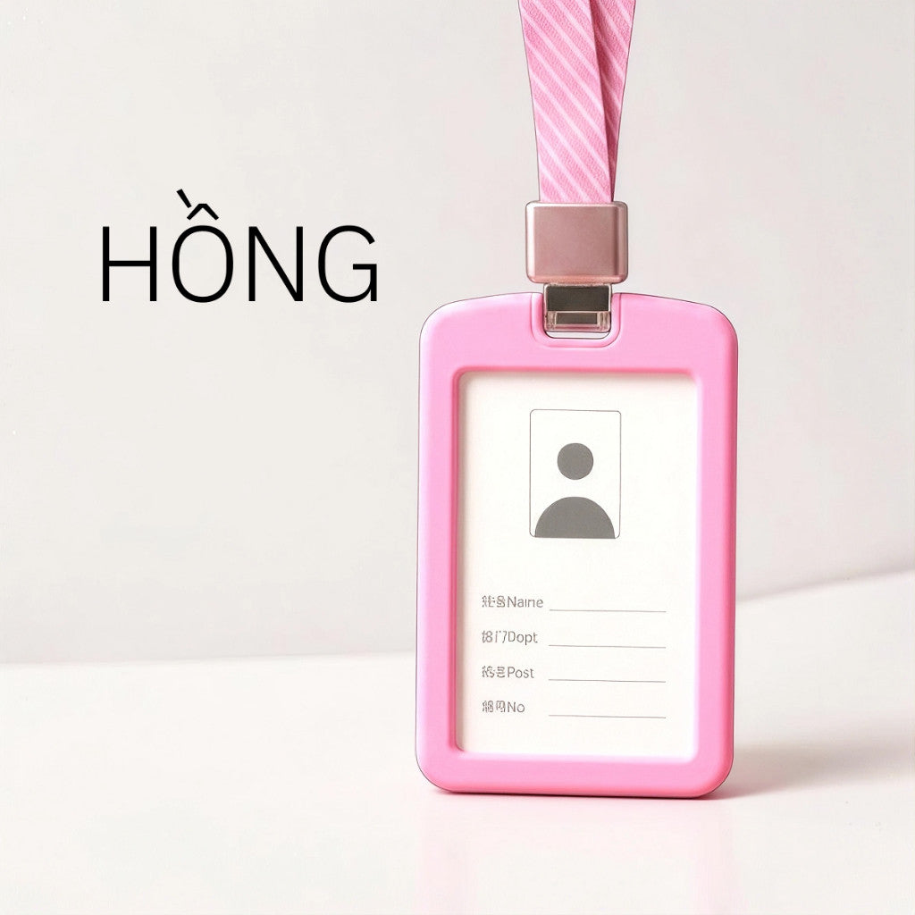 Bao Đựng Thẻ Nhân Viên Silicone Cao Cấp Mặt Acrylic Trong Suốt Kèm Dây Đeo Thời Trang