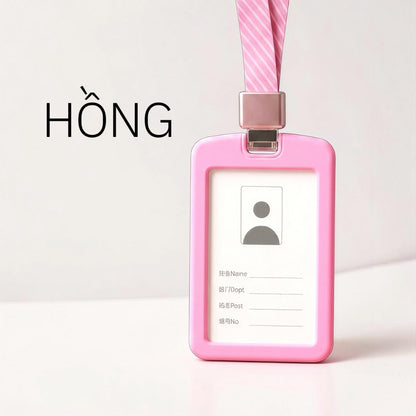 Bao Đựng Thẻ Nhân Viên Silicone Cao Cấp Mặt Acrylic Trong Suốt Kèm Dây Đeo Thời Trang