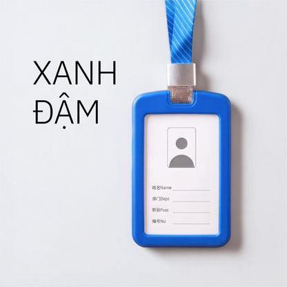 Bao Đựng Thẻ Nhân Viên Silicone Cao Cấp Mặt Acrylic Trong Suốt Kèm Dây Đeo Thời Trang