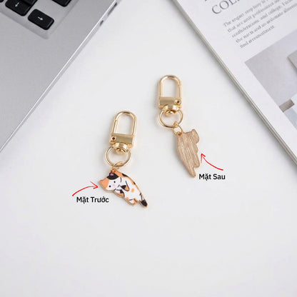 Móc Khóa Hình Mèo Dáng Bám Kim Loại Mini Dễ Thương Treo Túi Xách Balo Quà Tặng