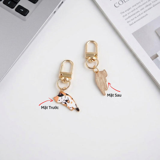 Móc Khóa Hình Mèo Dáng Bám Kim Loại Mini Dễ Thương Treo Túi Xách Balo Quà Tặng