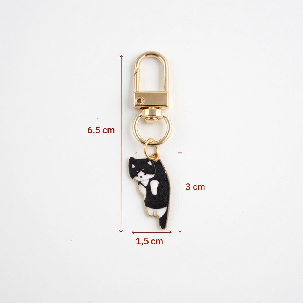 Móc Khóa Hình Mèo Dáng Bám Kim Loại Mini Dễ Thương Treo Túi Xách Balo Quà Tặng