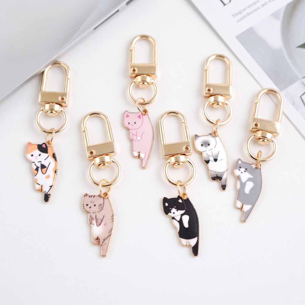 Móc Khóa Hình Mèo Dáng Bám Kim Loại Mini Dễ Thương Treo Túi Xách Balo Quà Tặng