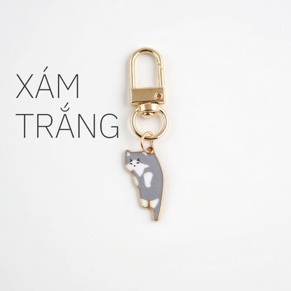 Móc Khóa Hình Mèo Dáng Bám Kim Loại Mini Dễ Thương Treo Túi Xách Balo Quà Tặng