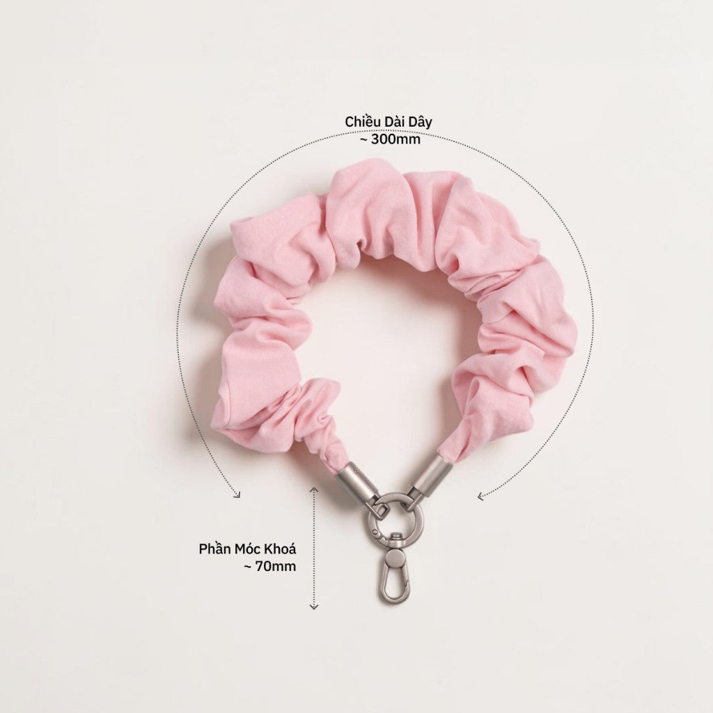 Dây Đeo Điện Thoại Vải Scrunchie Co Giãn Đa Năng Kèm Miếng Đệm Móc Chống Rơi Vỡ