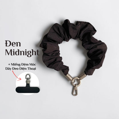 Dây Đeo Điện Thoại Vải Scrunchie Co Giãn Đa Năng Kèm Miếng Đệm Móc Chống Rơi Vỡ