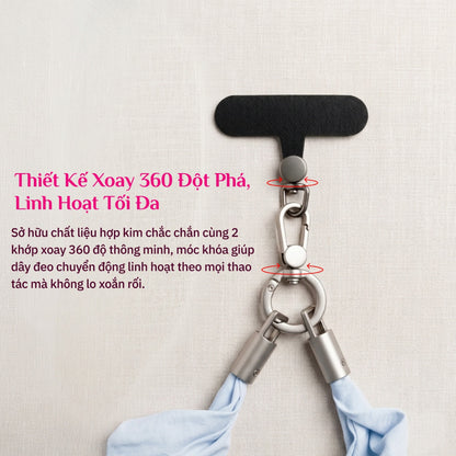 Dây Đeo Điện Thoại Vải Scrunchie Co Giãn Đa Năng Kèm Miếng Đệm Móc Chống Rơi Vỡ