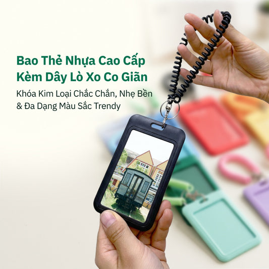Bao Đựng Thẻ Thông Minh ABS Móc Khóa Lò Xo - Đựng Thẻ ID, Thẻ Xe Bus, Kpop Photocard